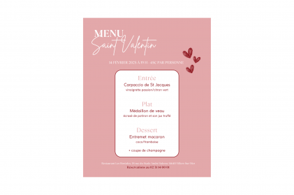 Villers-sur-Mer : Menu Saint Valentin